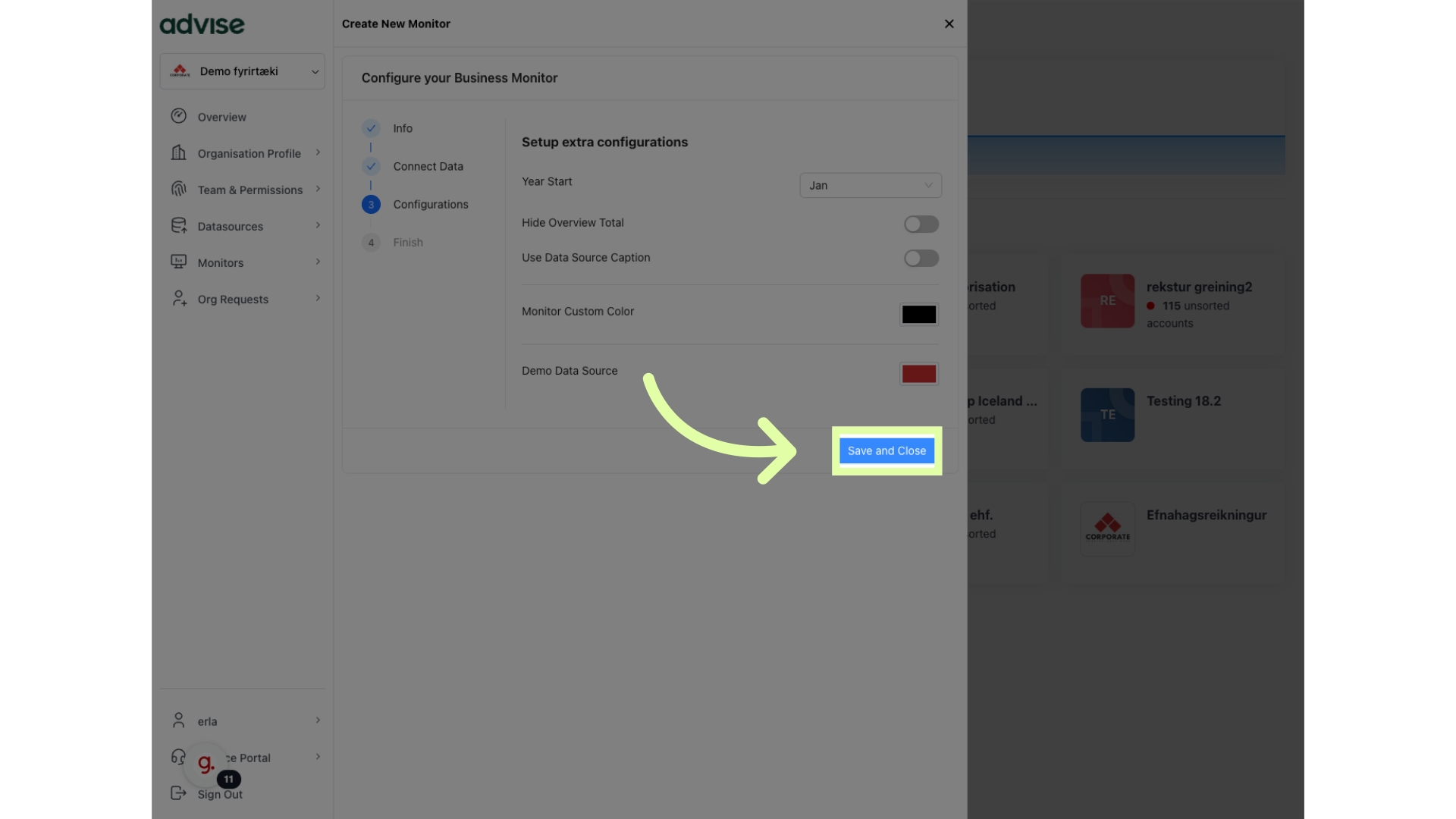Click 'Save and Close'