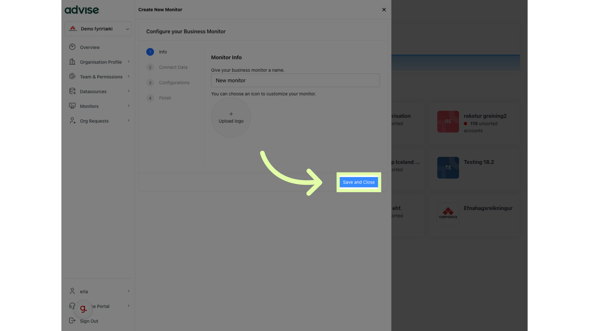 Click 'Save and Close'