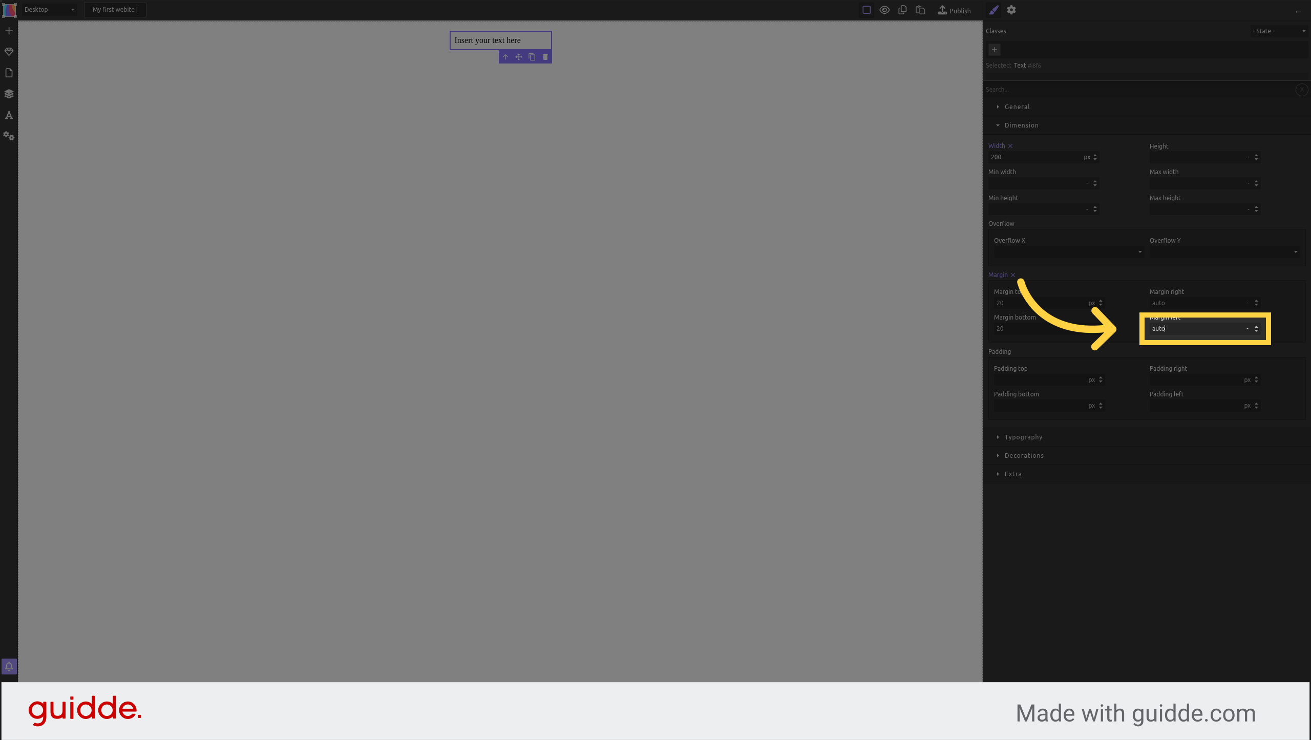 Set the all the top and bottom margins to '20px'The left and right to 'auto'