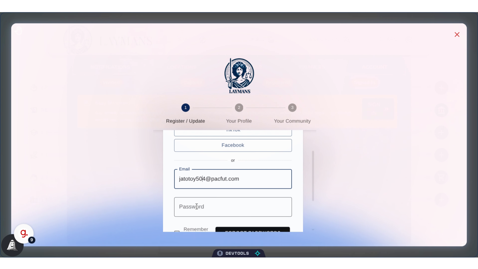 Fill '●●●●●●●●'