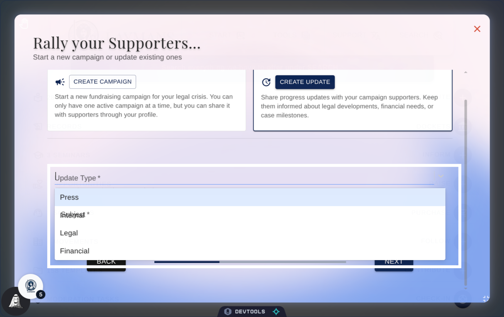 Set the Update's Type