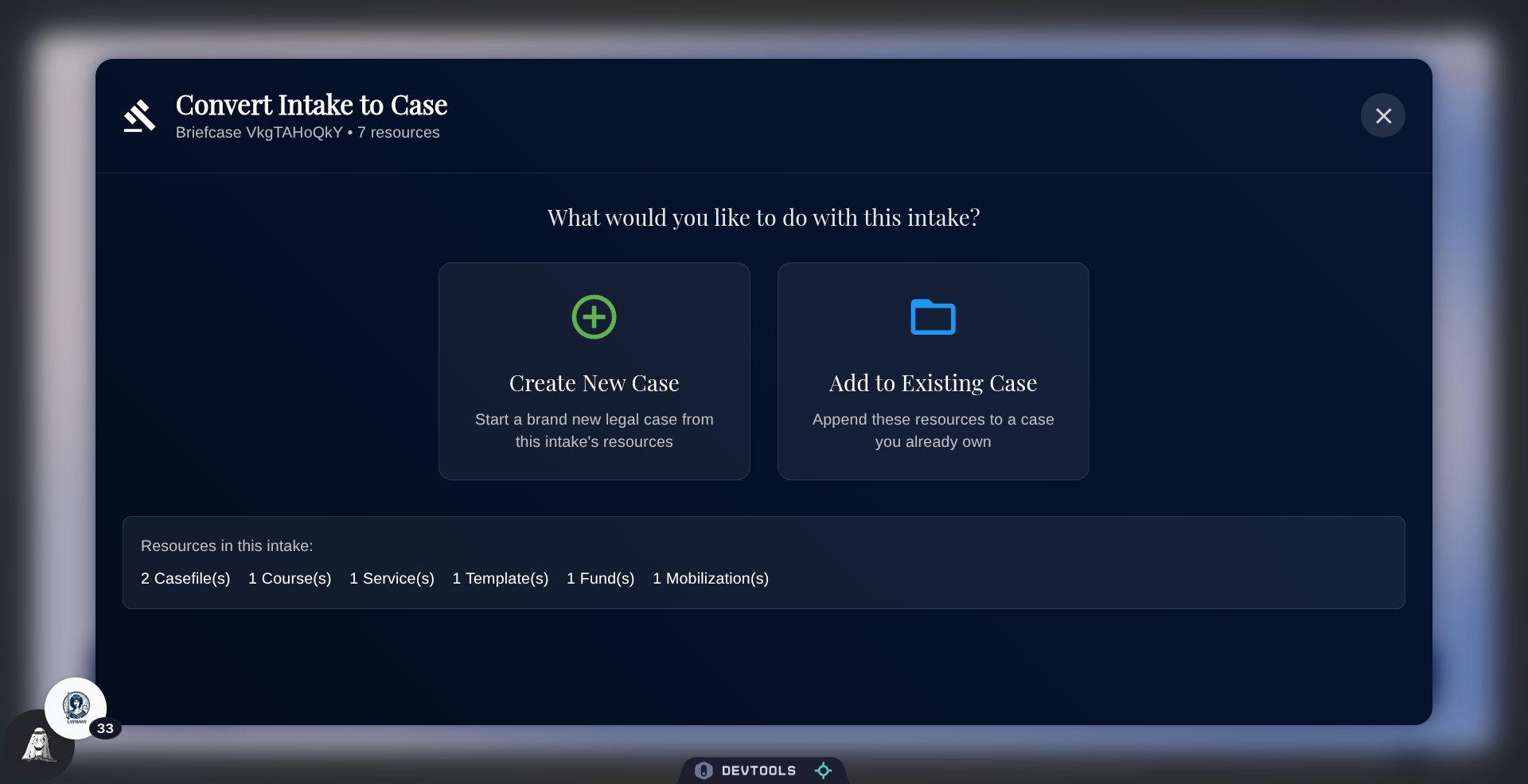Choose your Briefcase Action