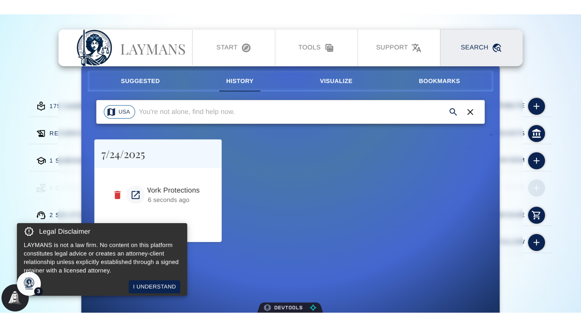 Setting Search from History