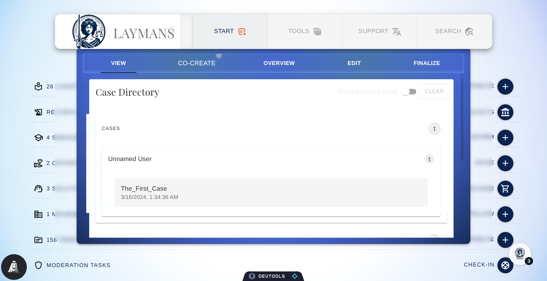 Click the Case you wish to Export