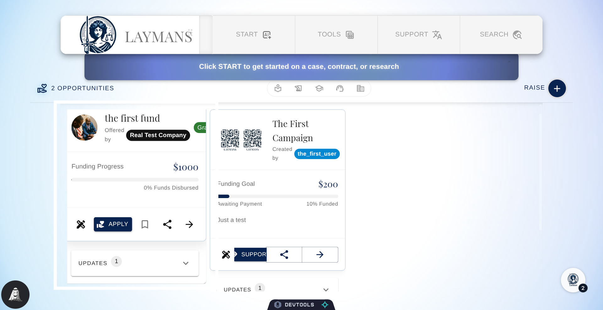 Click the respective Fund Card