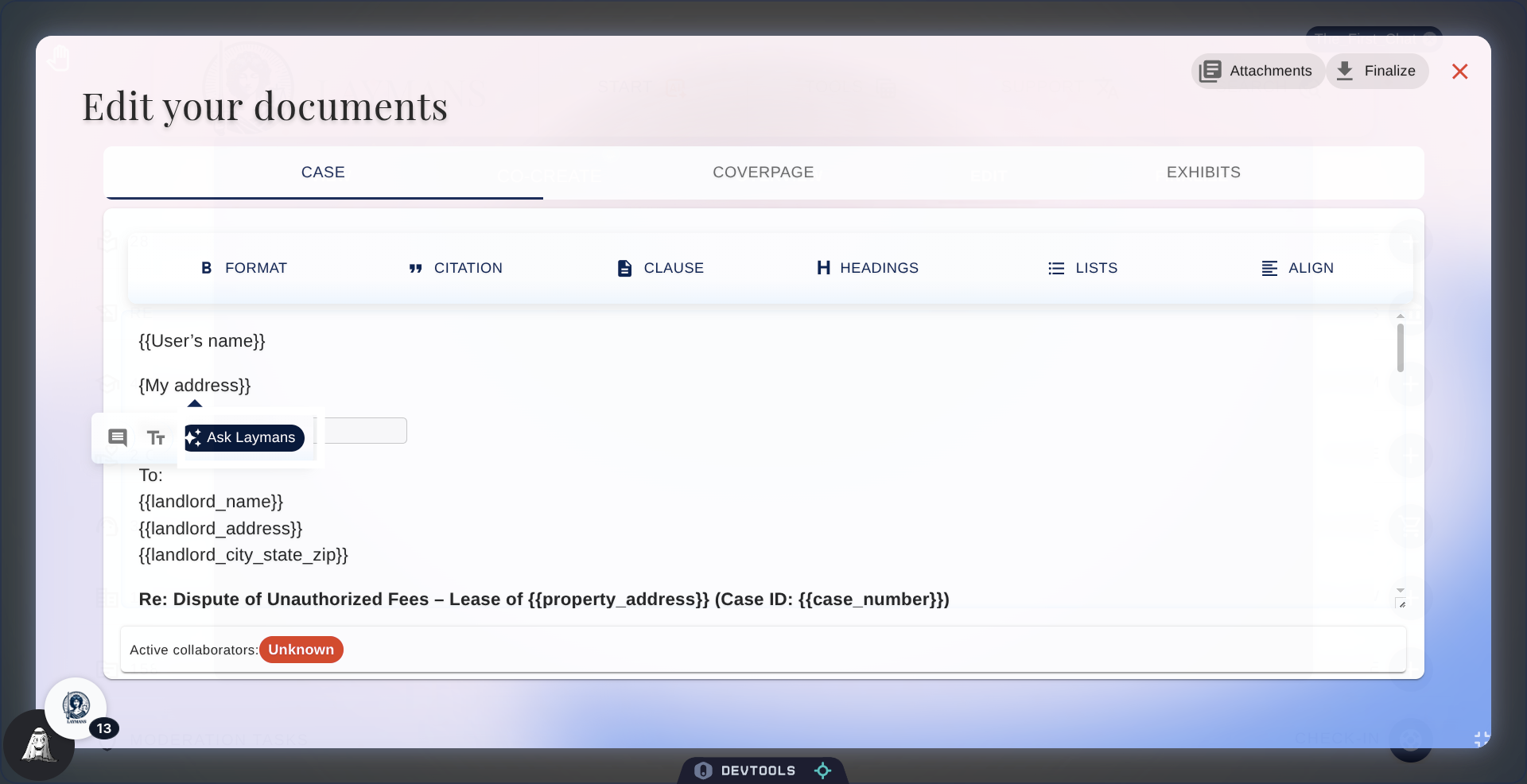 Select Text and Click 'Ask Laymans'