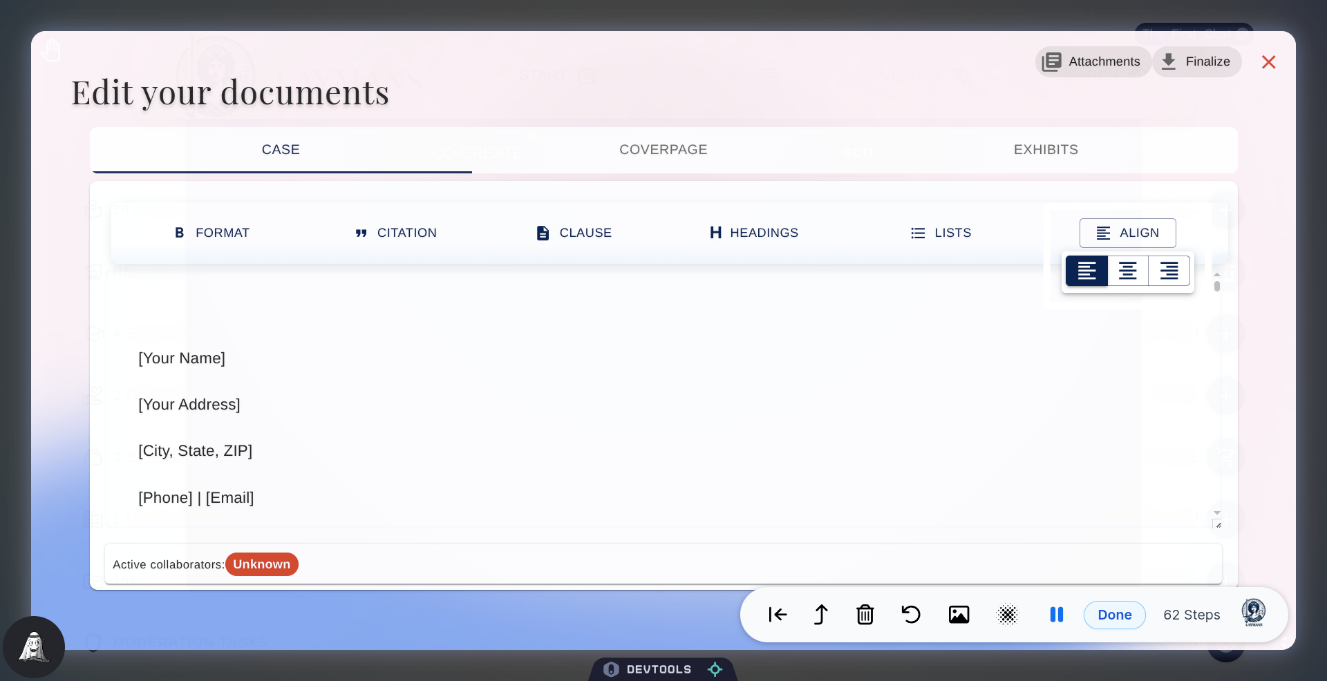 Click Alignment Option Link