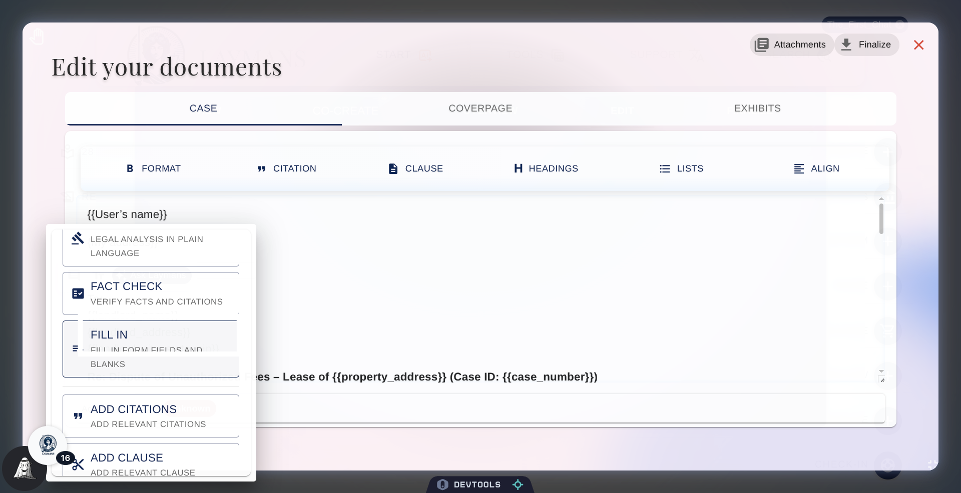 Choose Fill In Action
