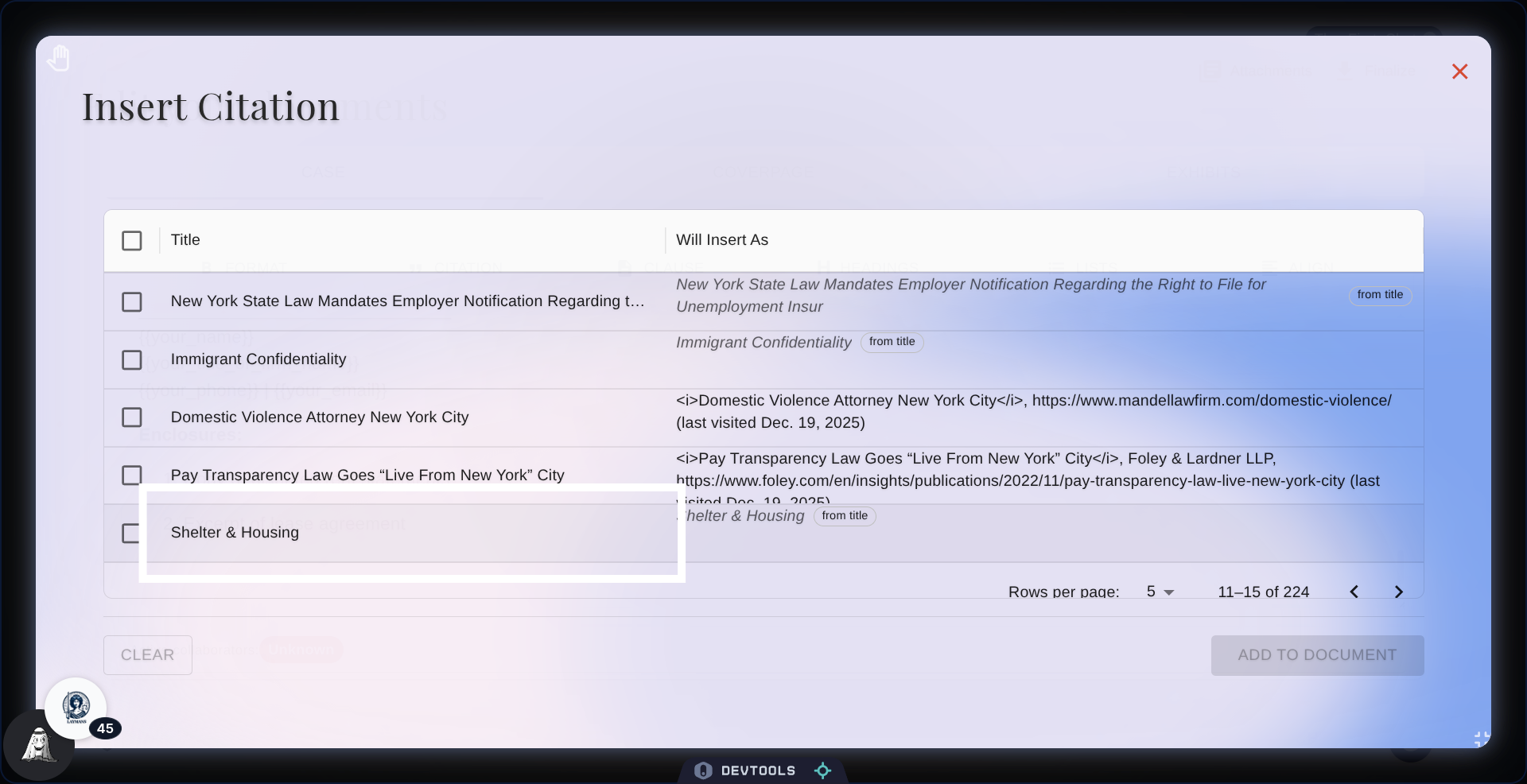 Select Shelter & Housing Category