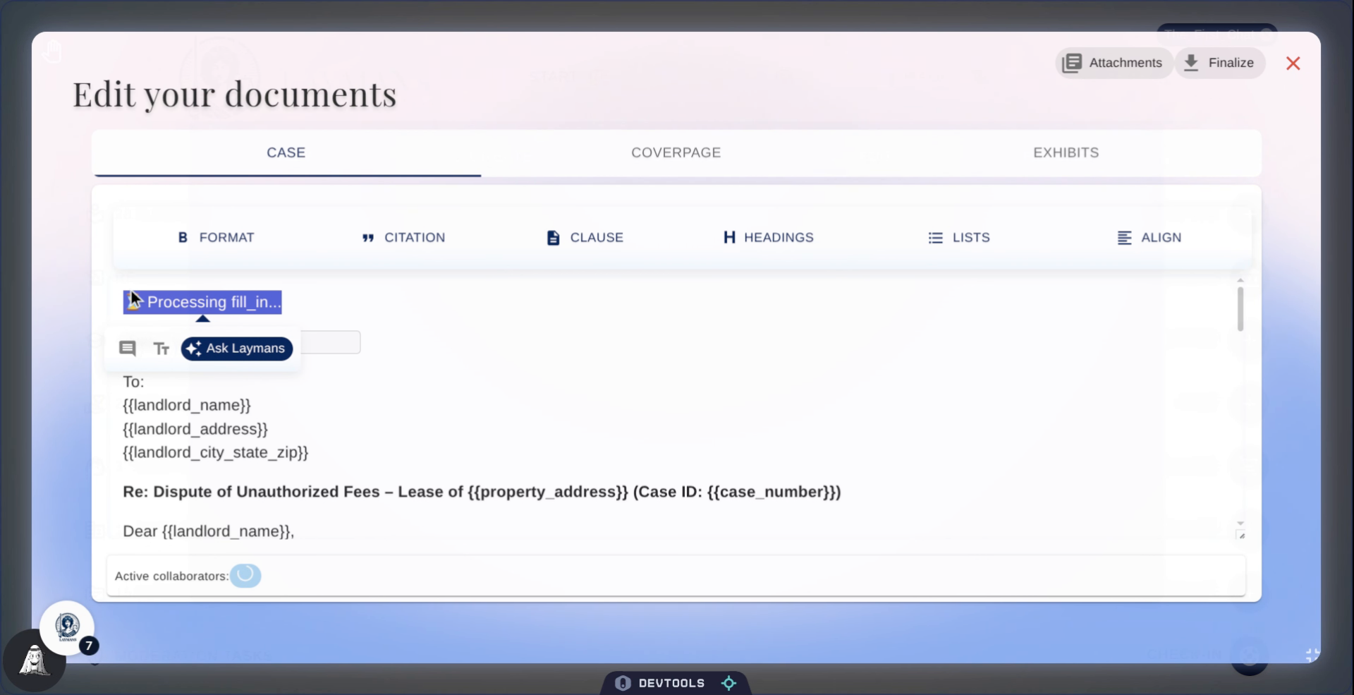 Enter Case Letter Template