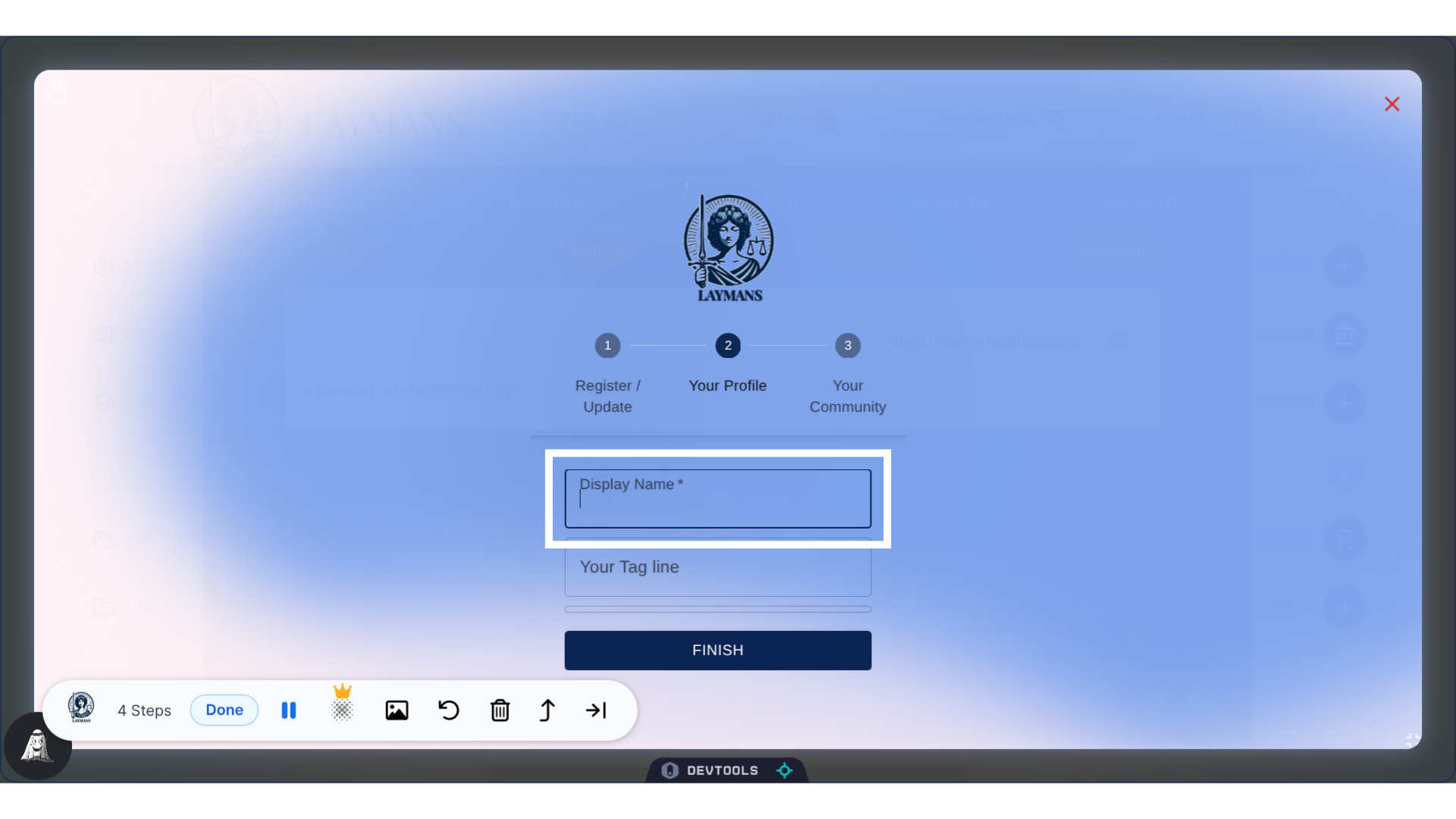 Now we can finish our account