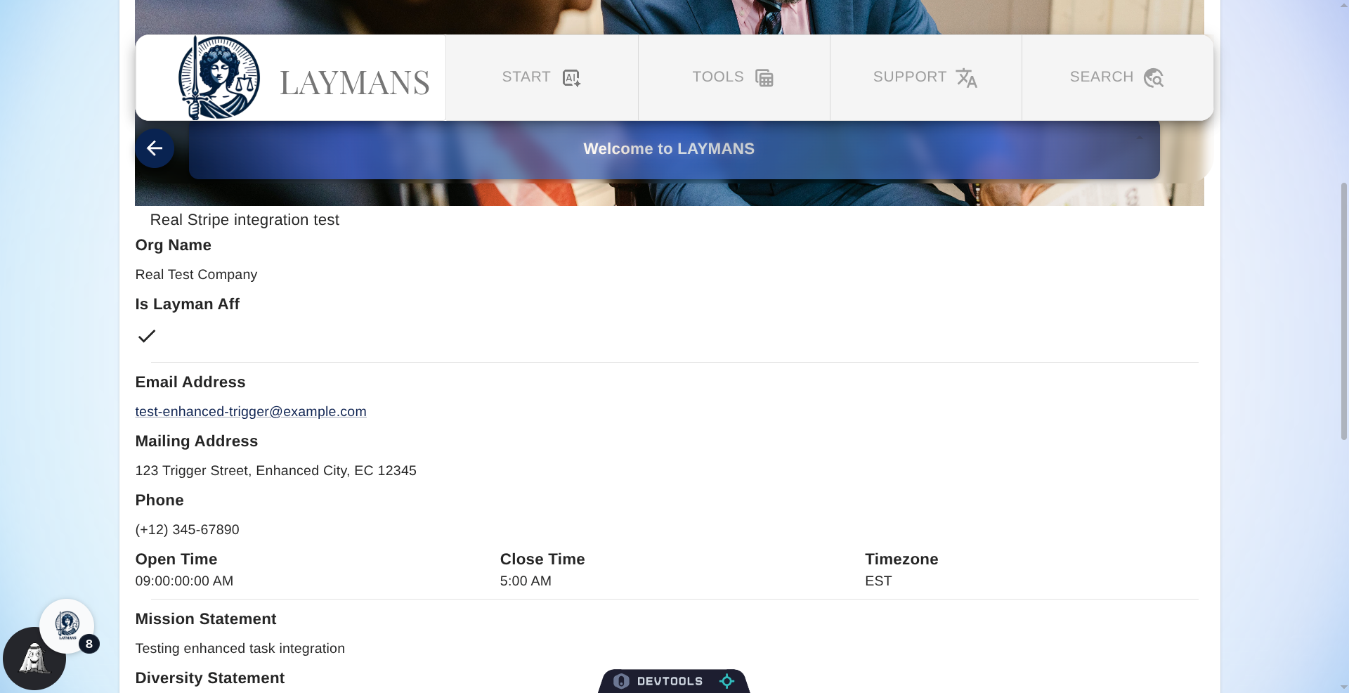 The Organization's Detail Page