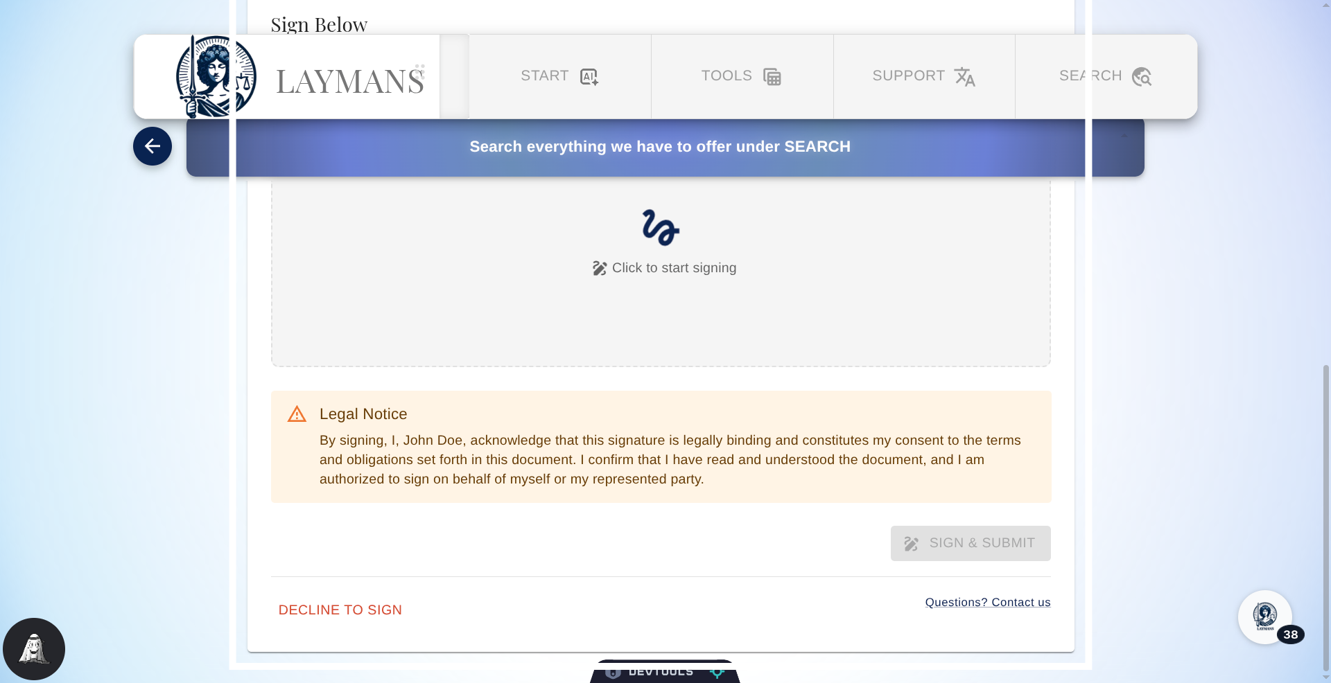 Click to Start Signing