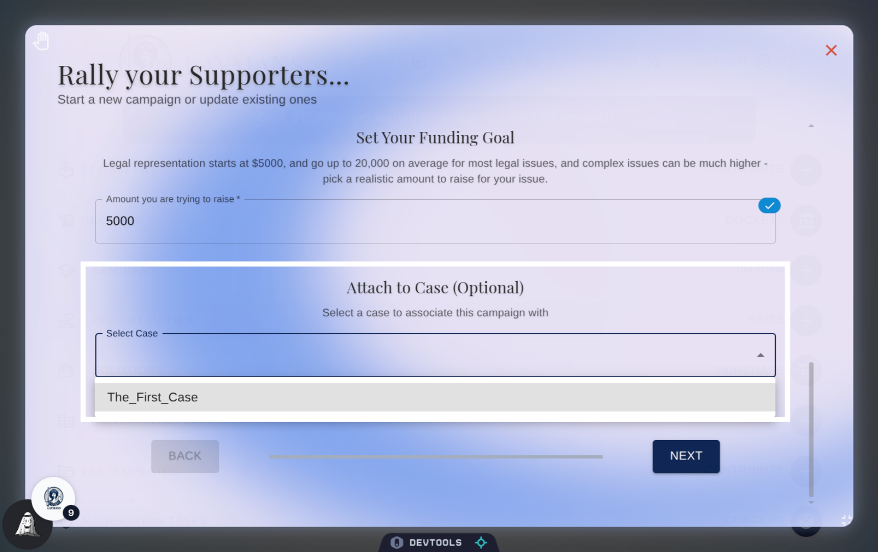 Choose Associated Case