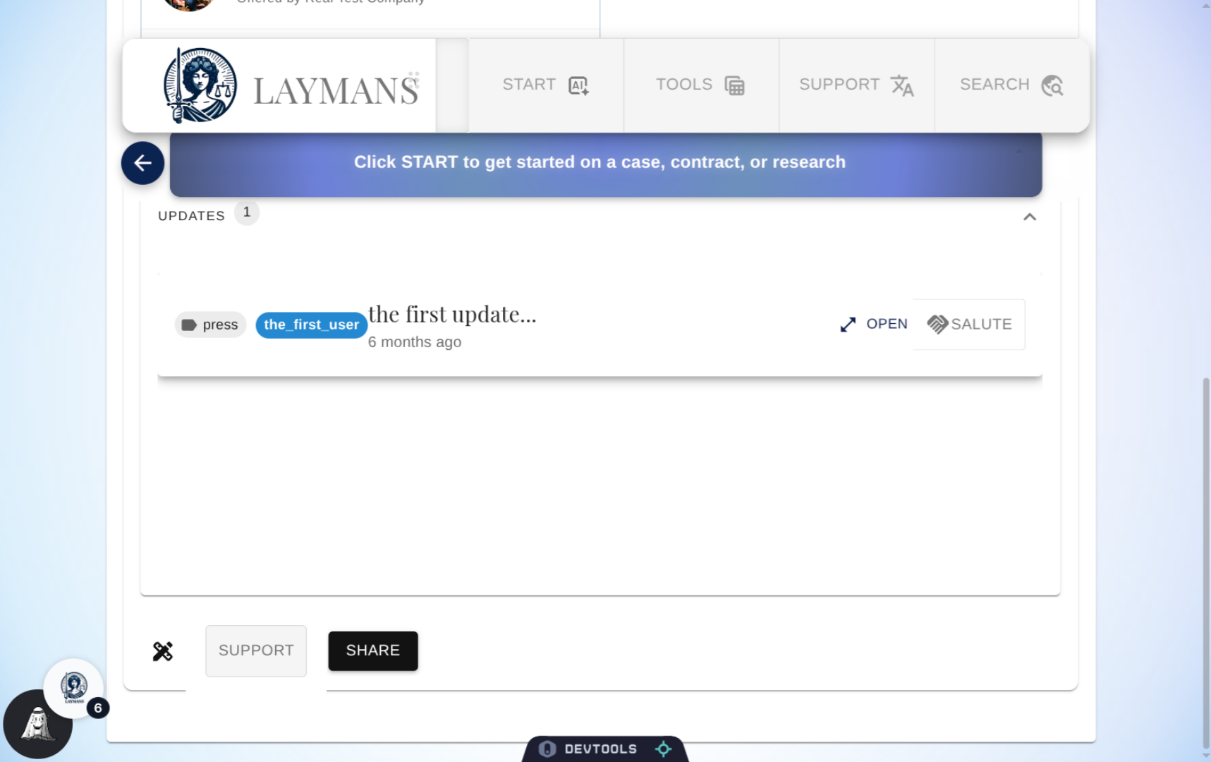 Select Support Option