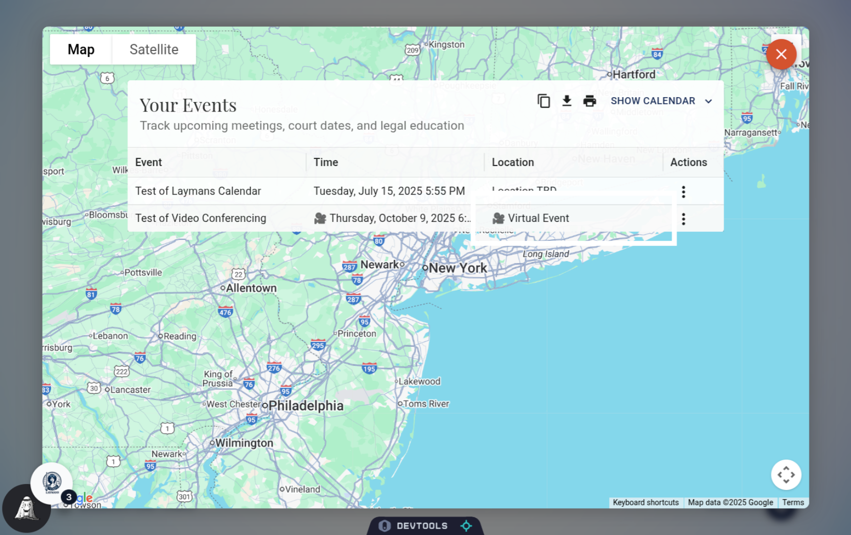 Select the Virtual Event