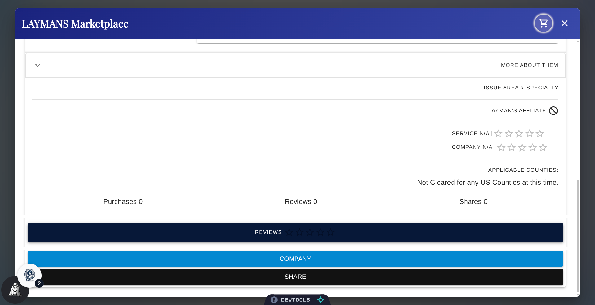 Click 'Reviews' to see Service Details