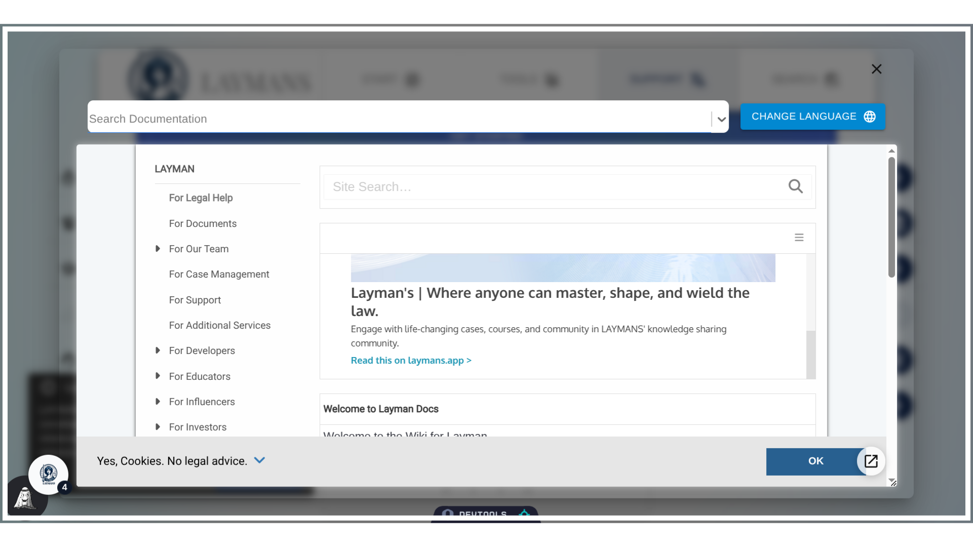 Click 'For Legal Help'