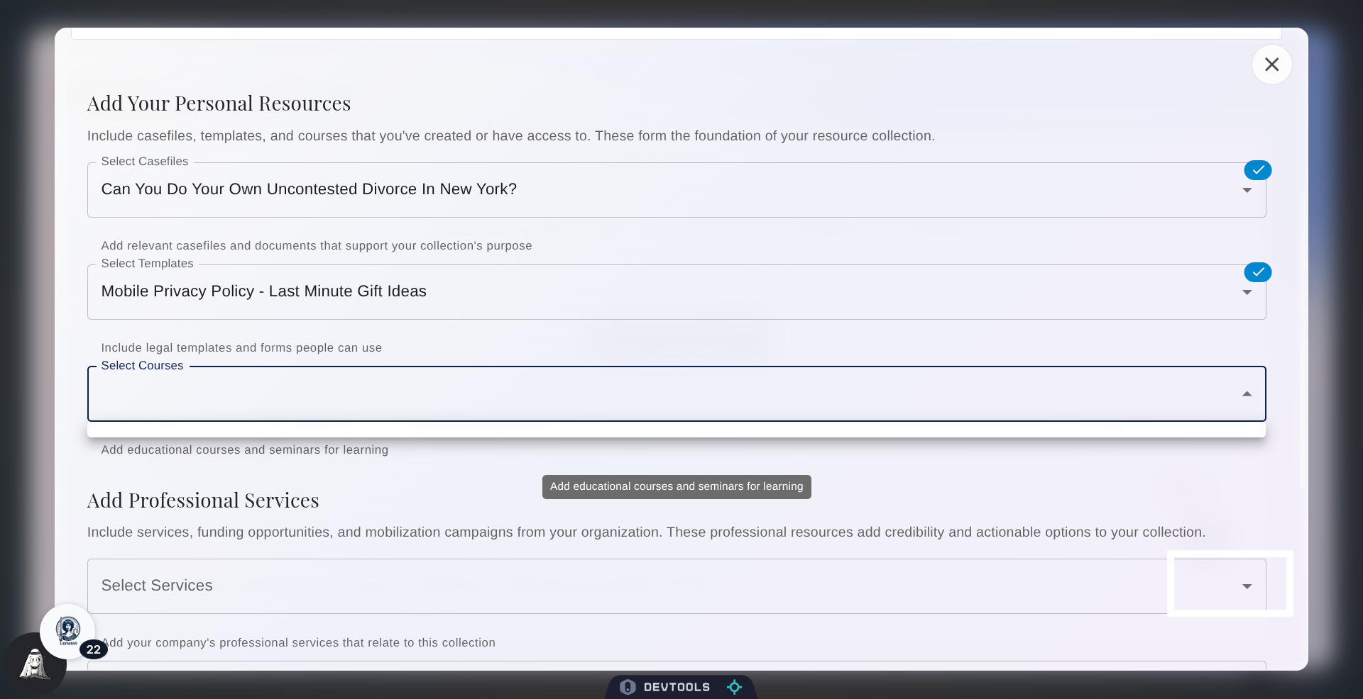 Add Personal Resources