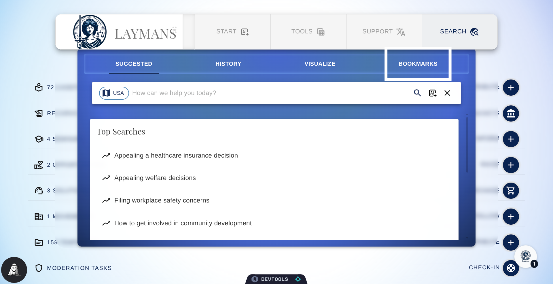 Open Bookmarks Section