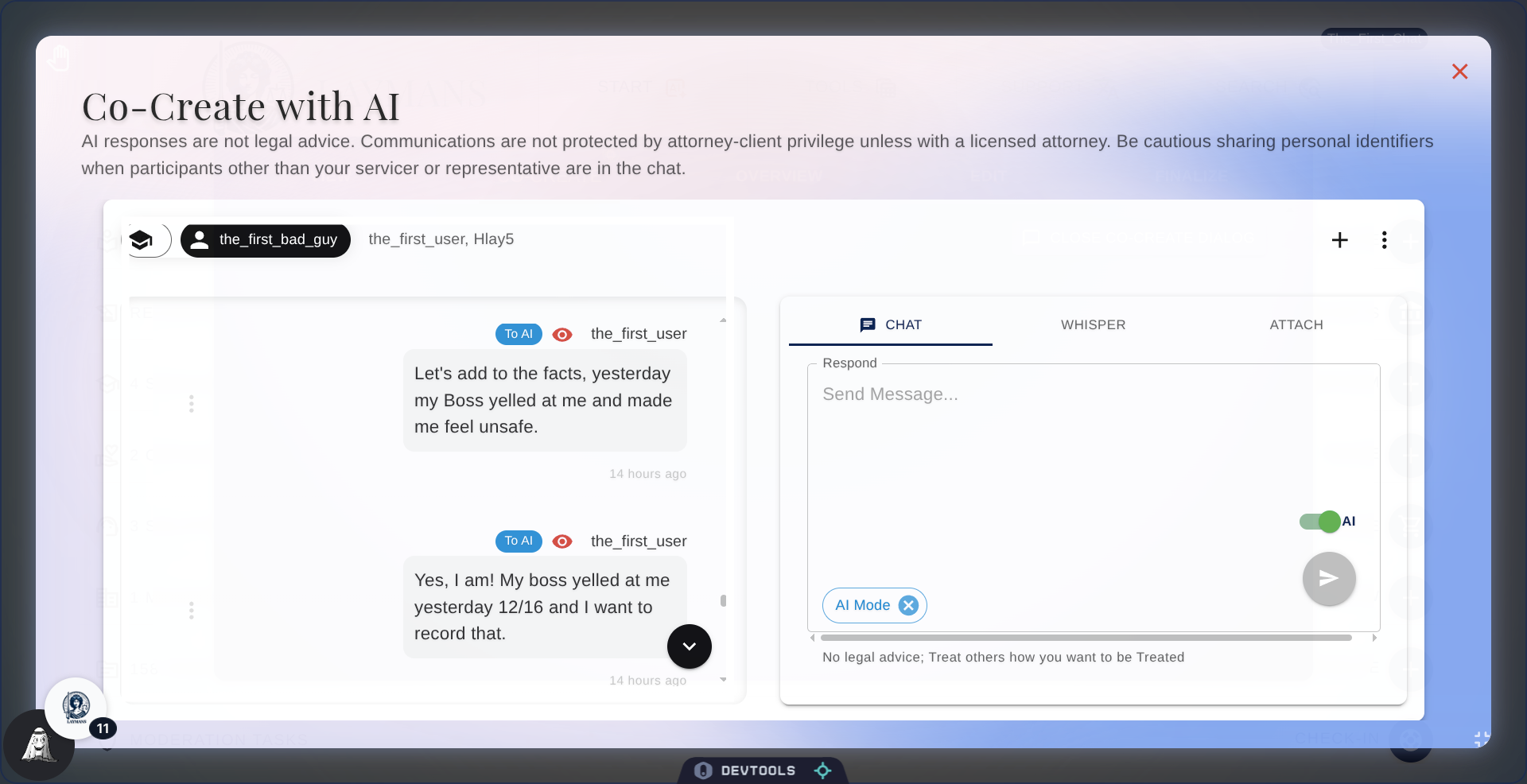 While AI is On send a Message