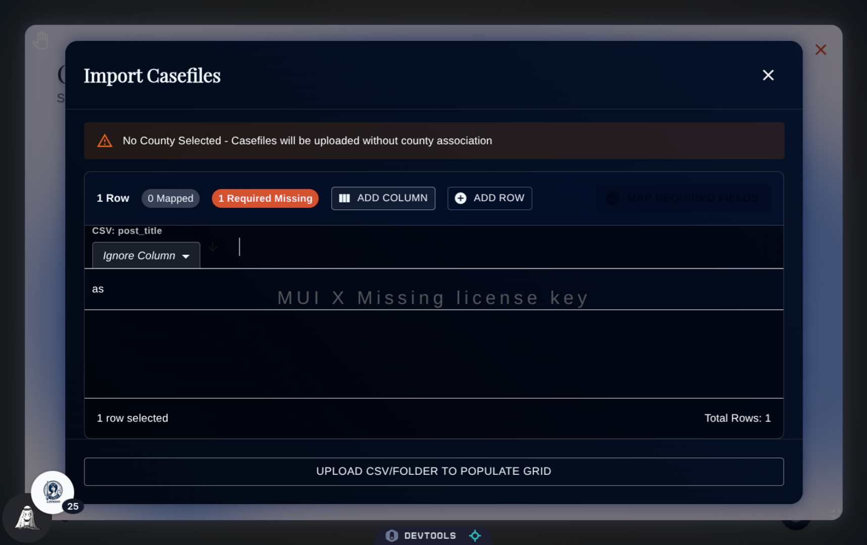 The Mass Upload Modal