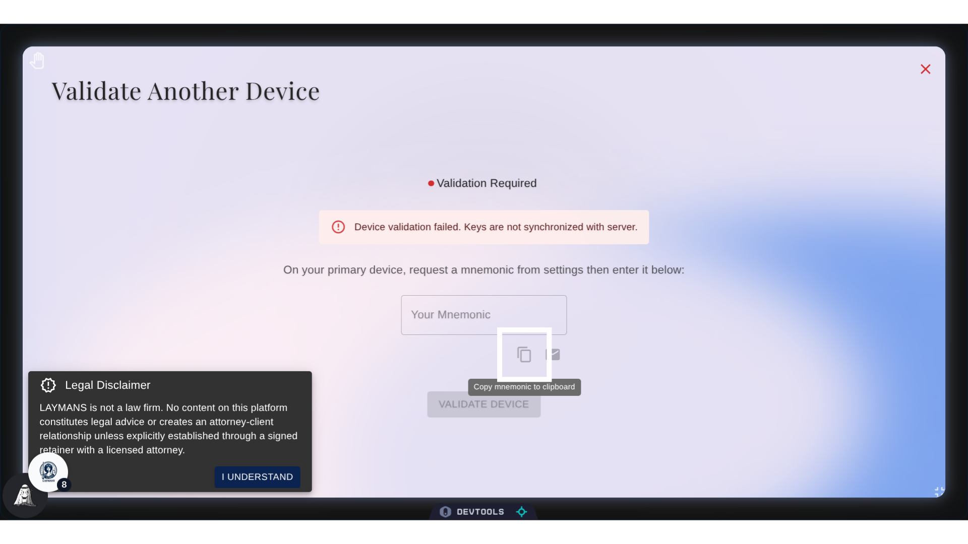 Copying the Password