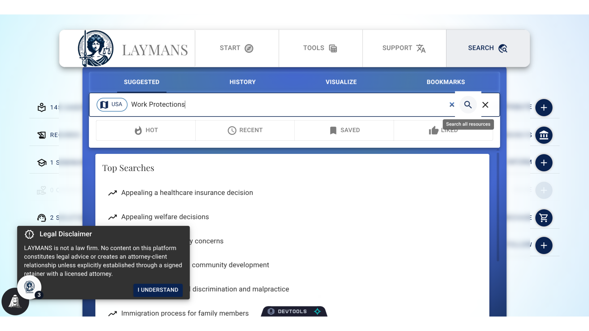 Press Enter or click the Search Icon to Search
