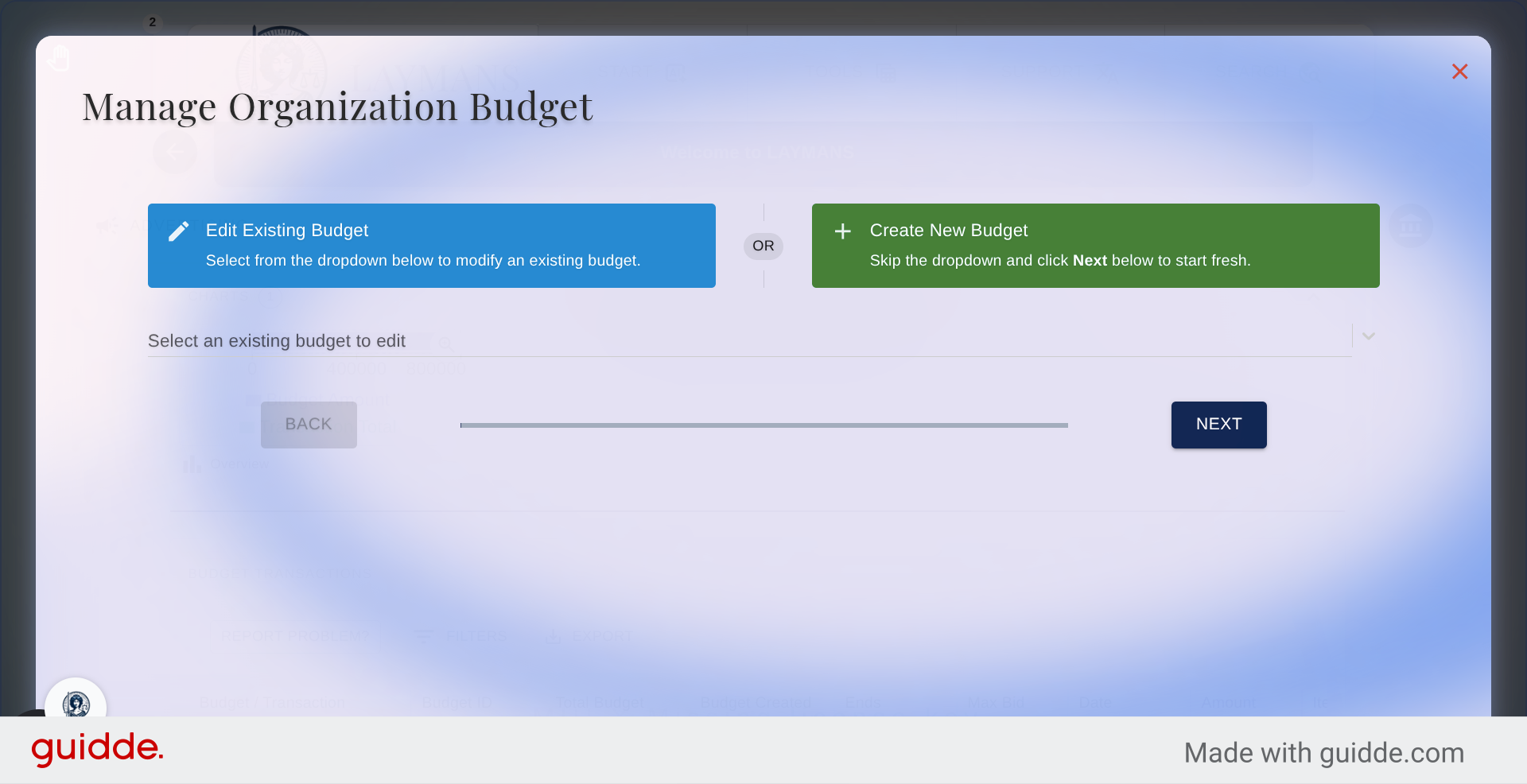 Edit or Create New Budget or Sponsored content