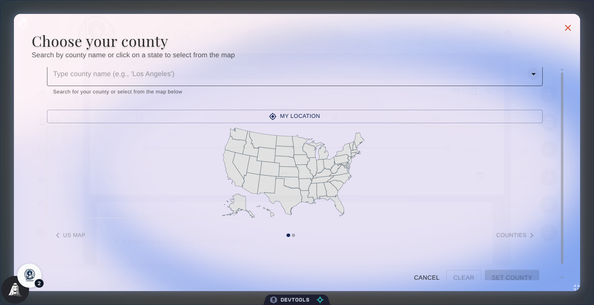 The County Selection Dialog