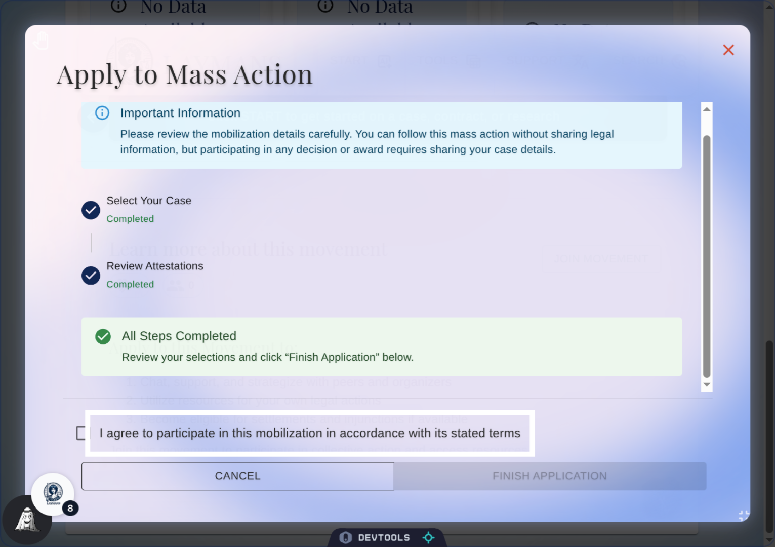 Agree to Participation Terms