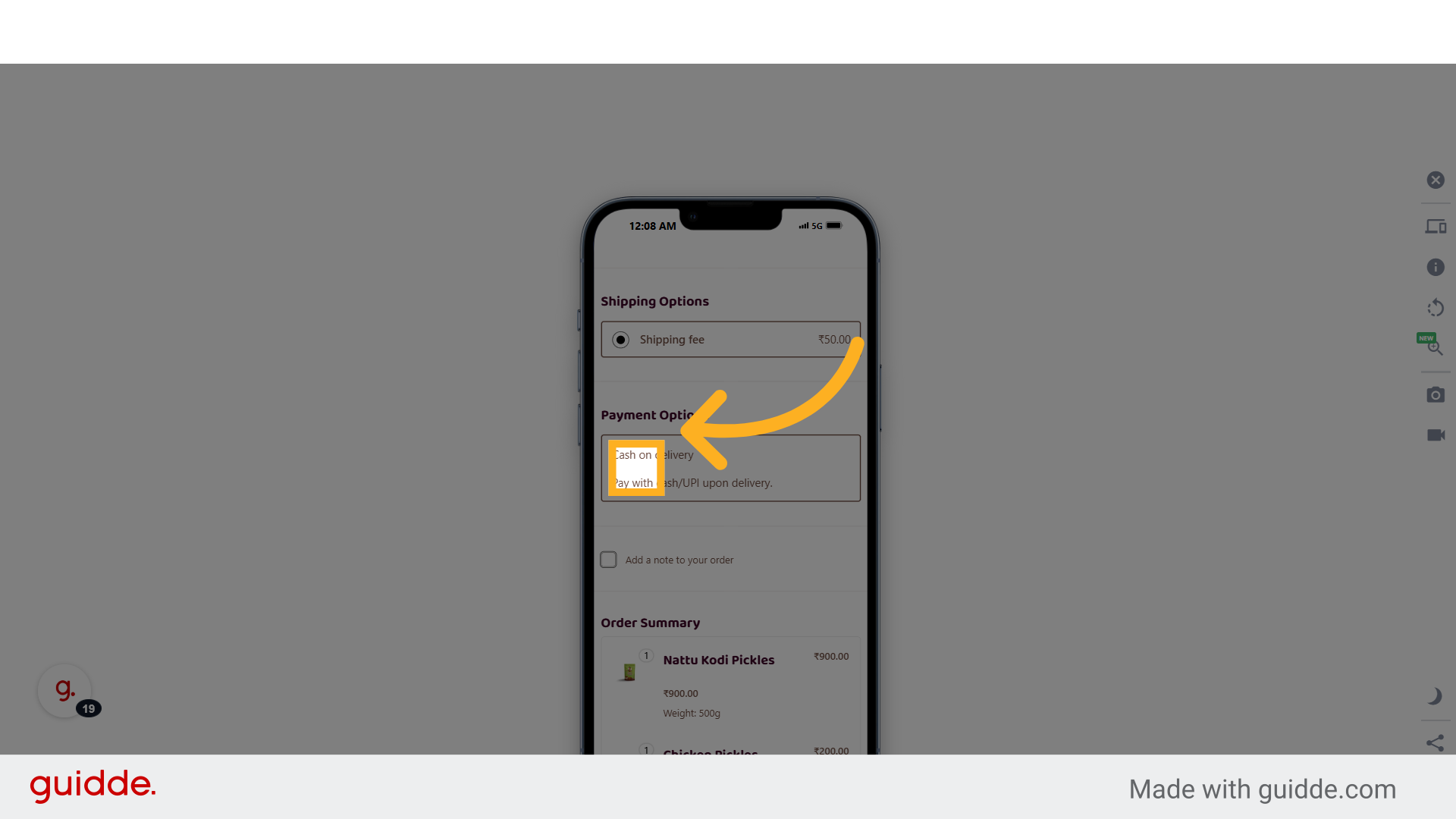 Click 'Add a note to your order'