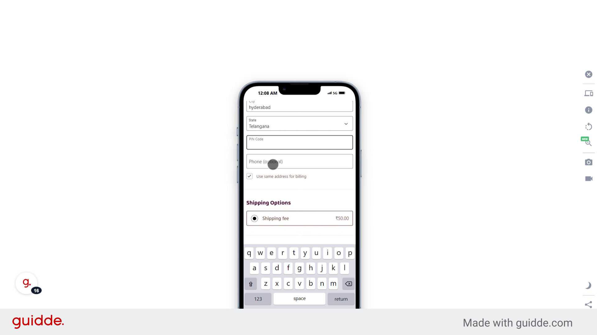 Fill 'Phone (optional)'