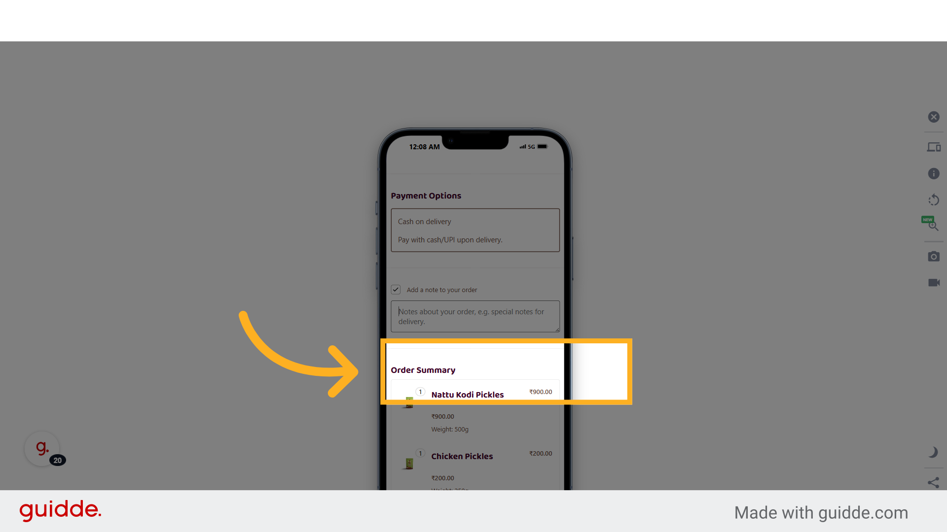 Click 'Notes about your order, e.g. special notes for delivery.'
