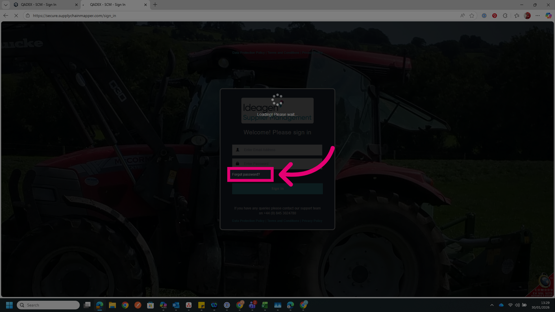 Click Forgot Password Link