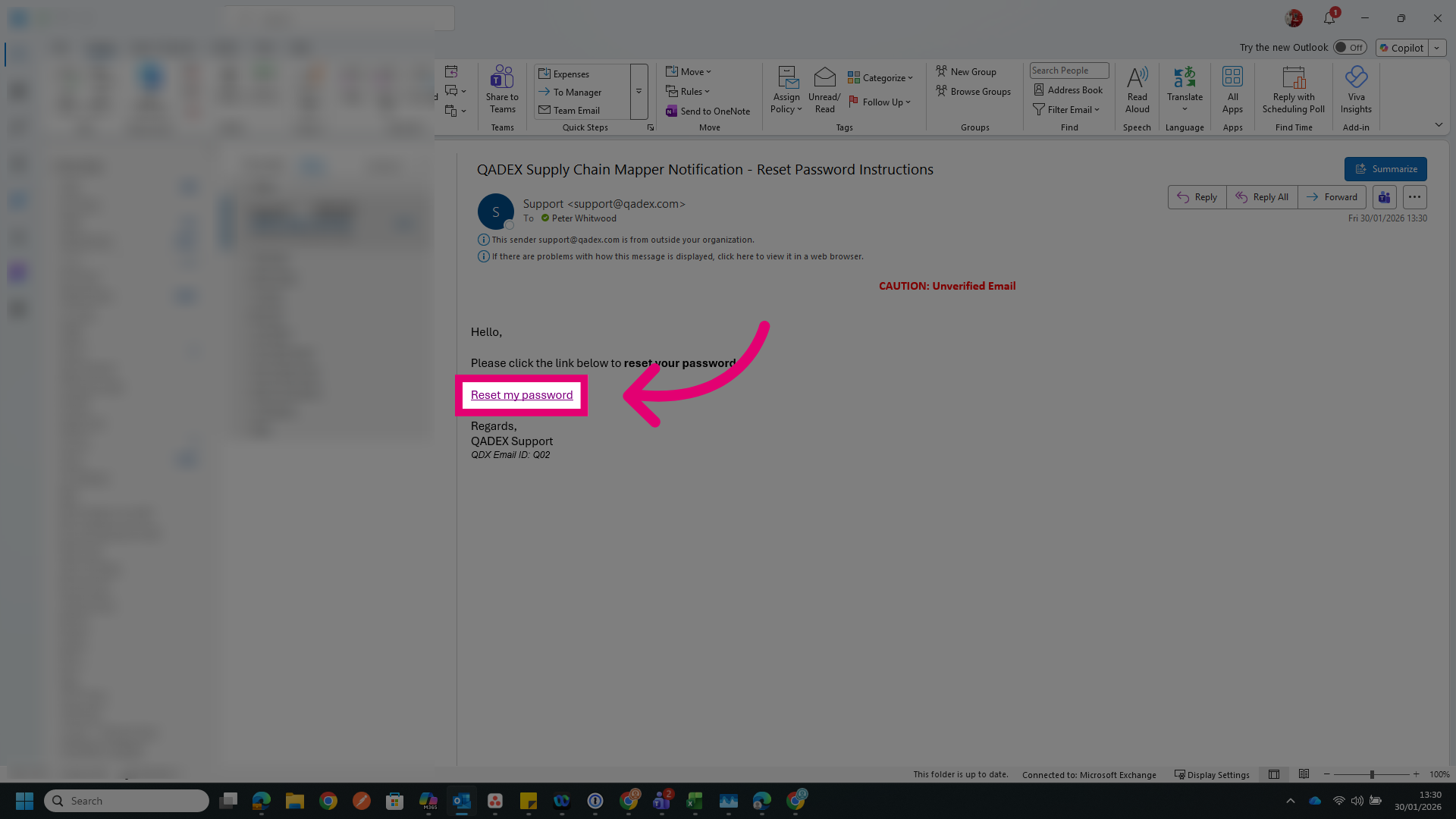Select Reset Password Link