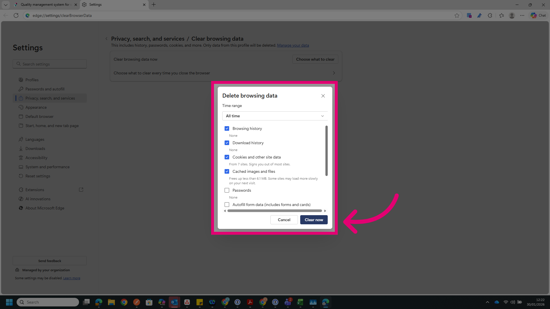 Confirm Clear Data