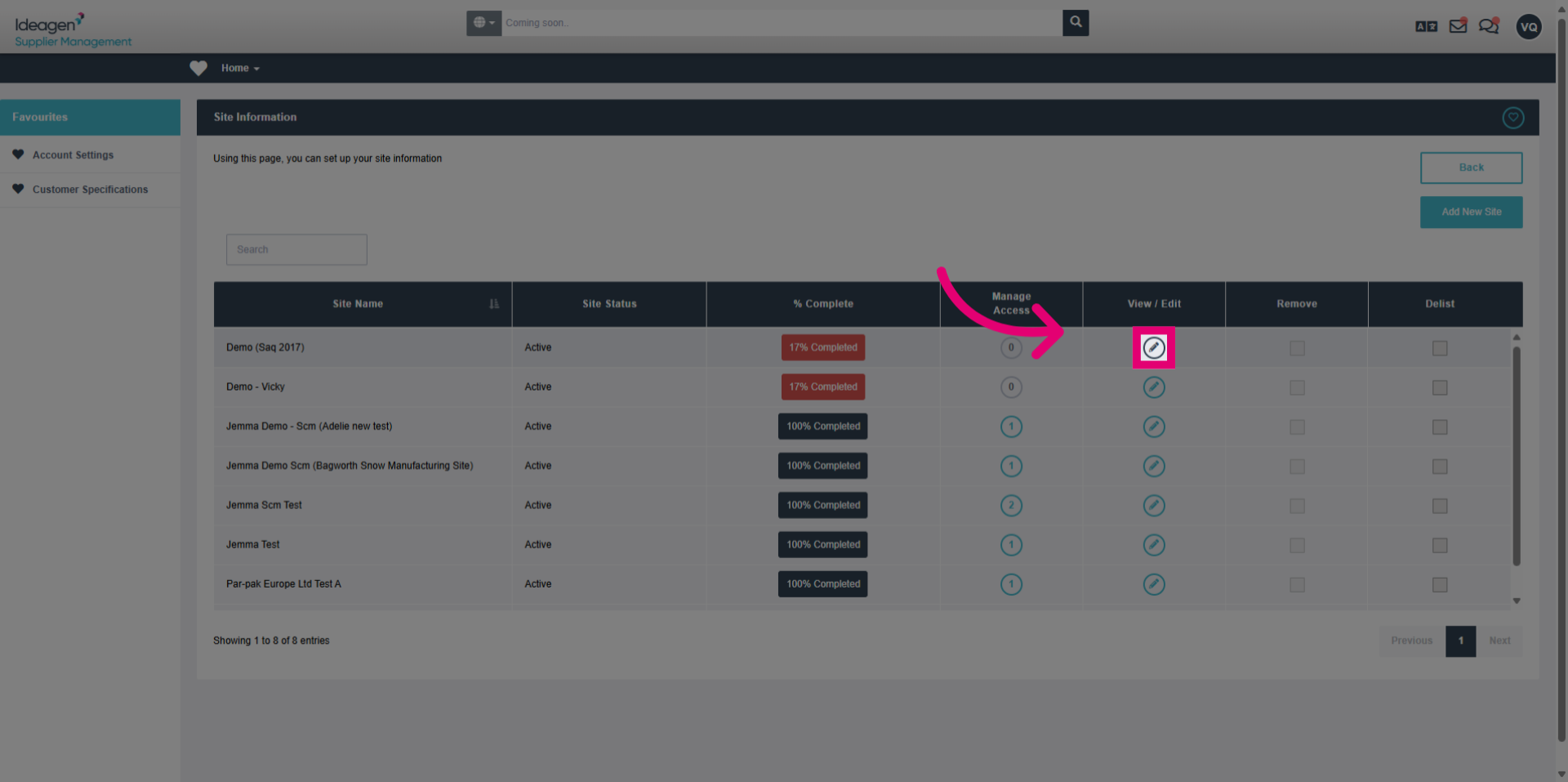 Open Site Options