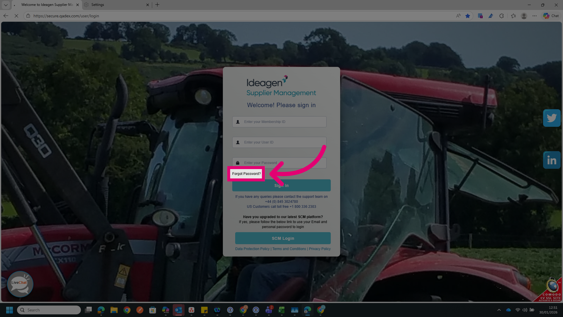 Click Forgot Password Link