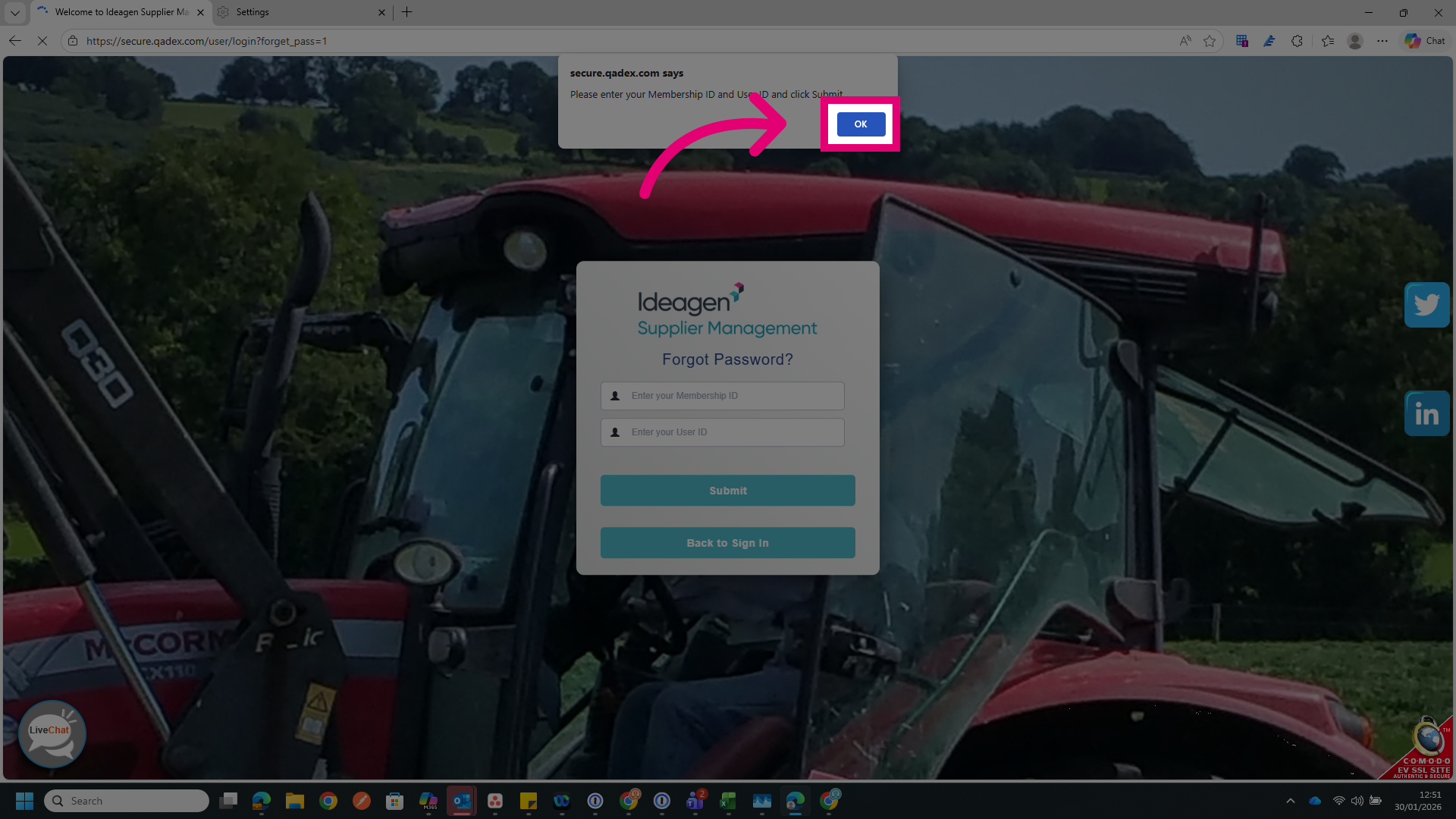 Select OK Option