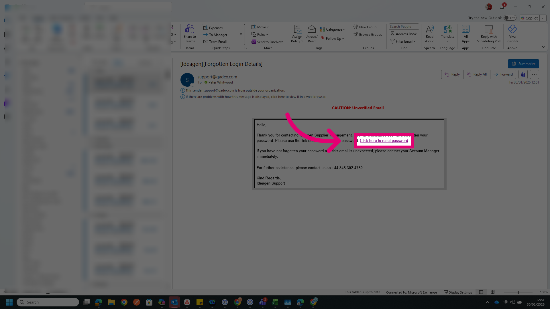 Click Password Reset Link