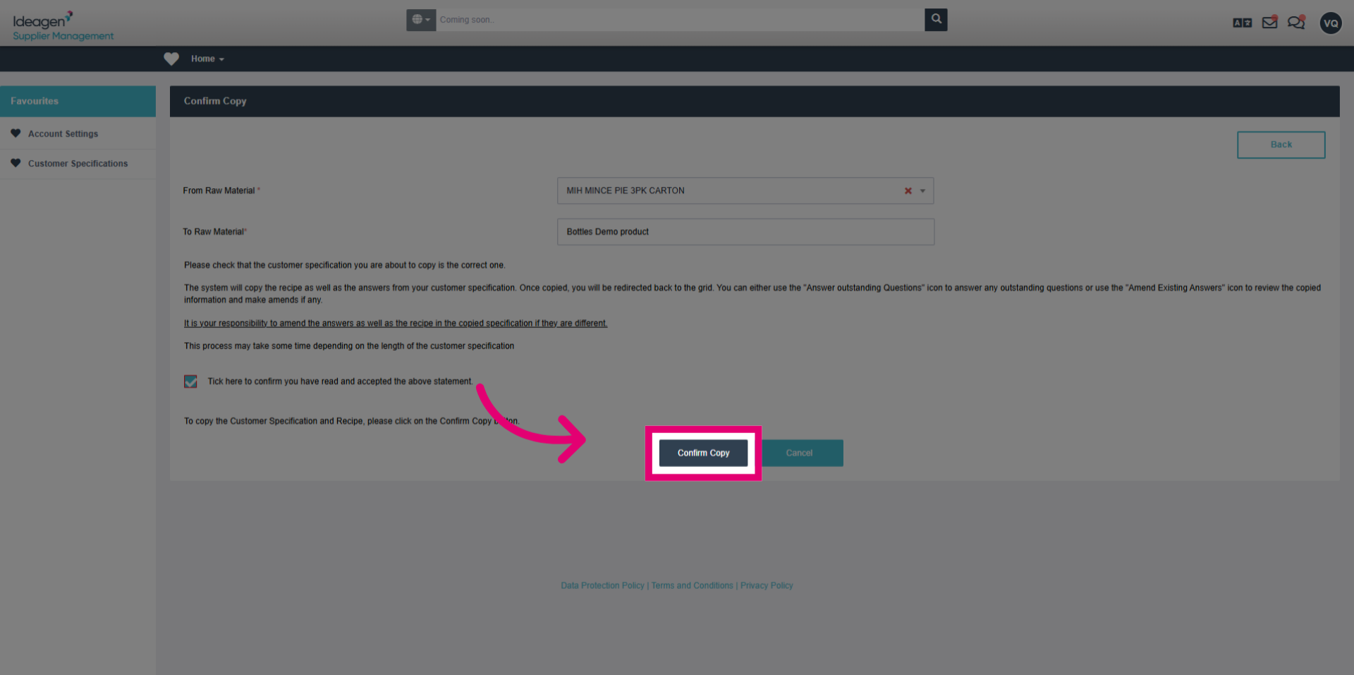 Confirm Copy Action