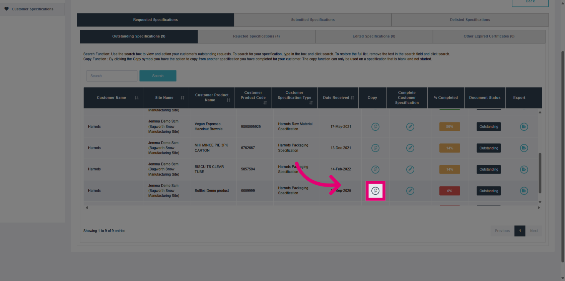 Access Copy Function