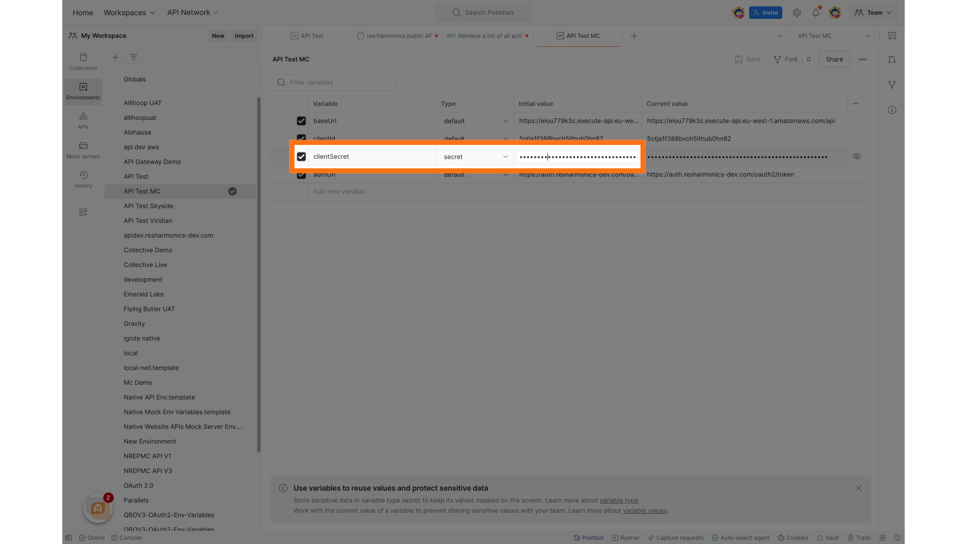 Set the client secret