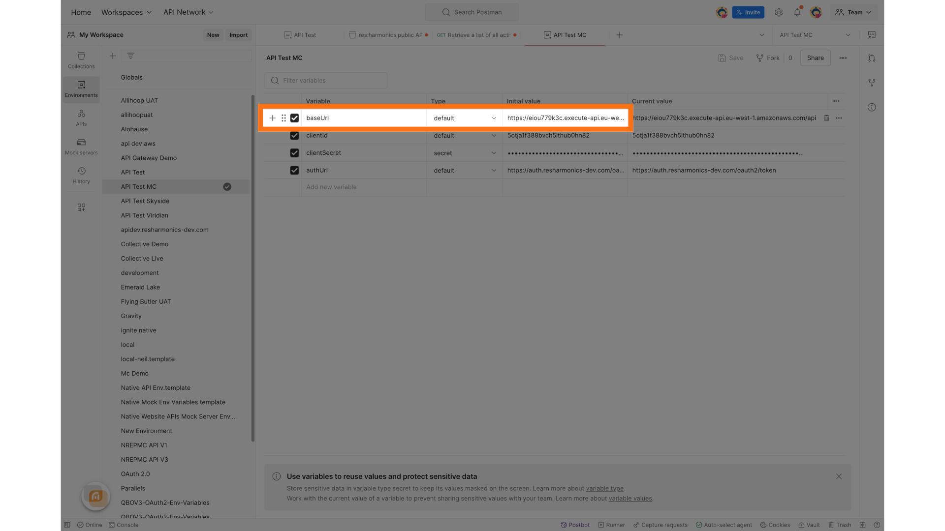 Set up an environment in Postman