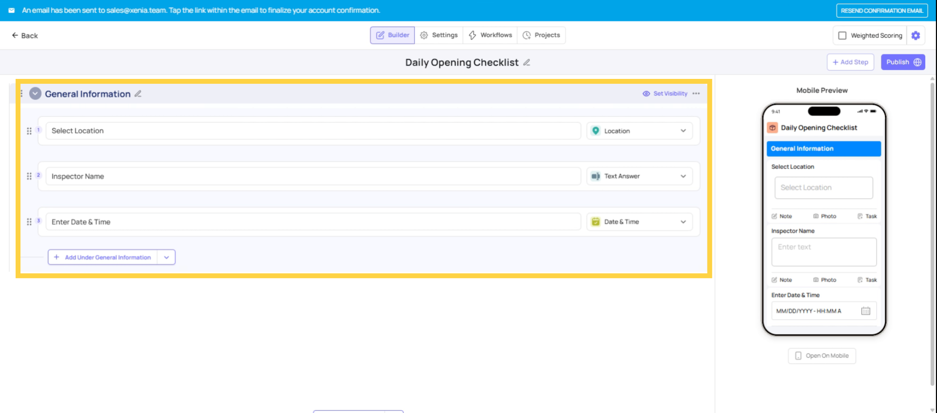 Features of General Information Section