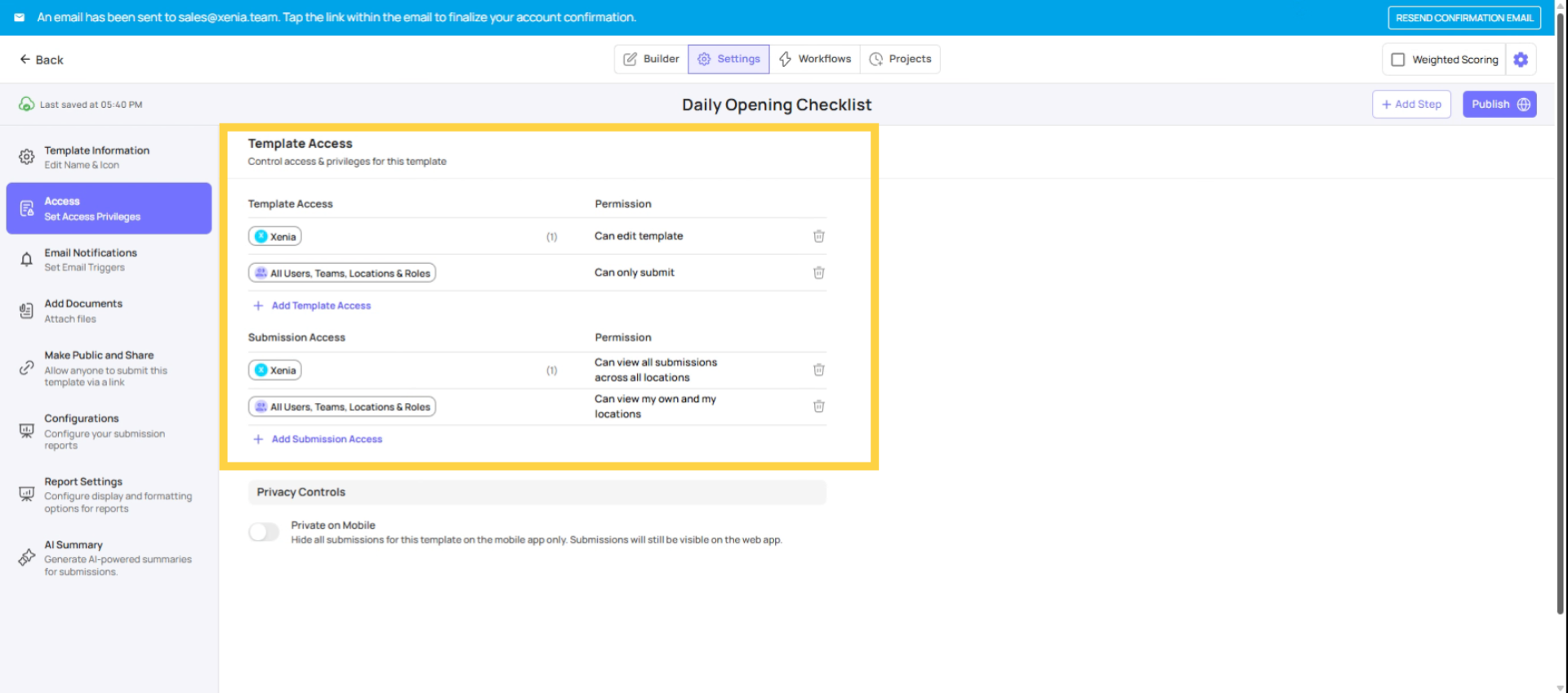 Configure Settings Tab