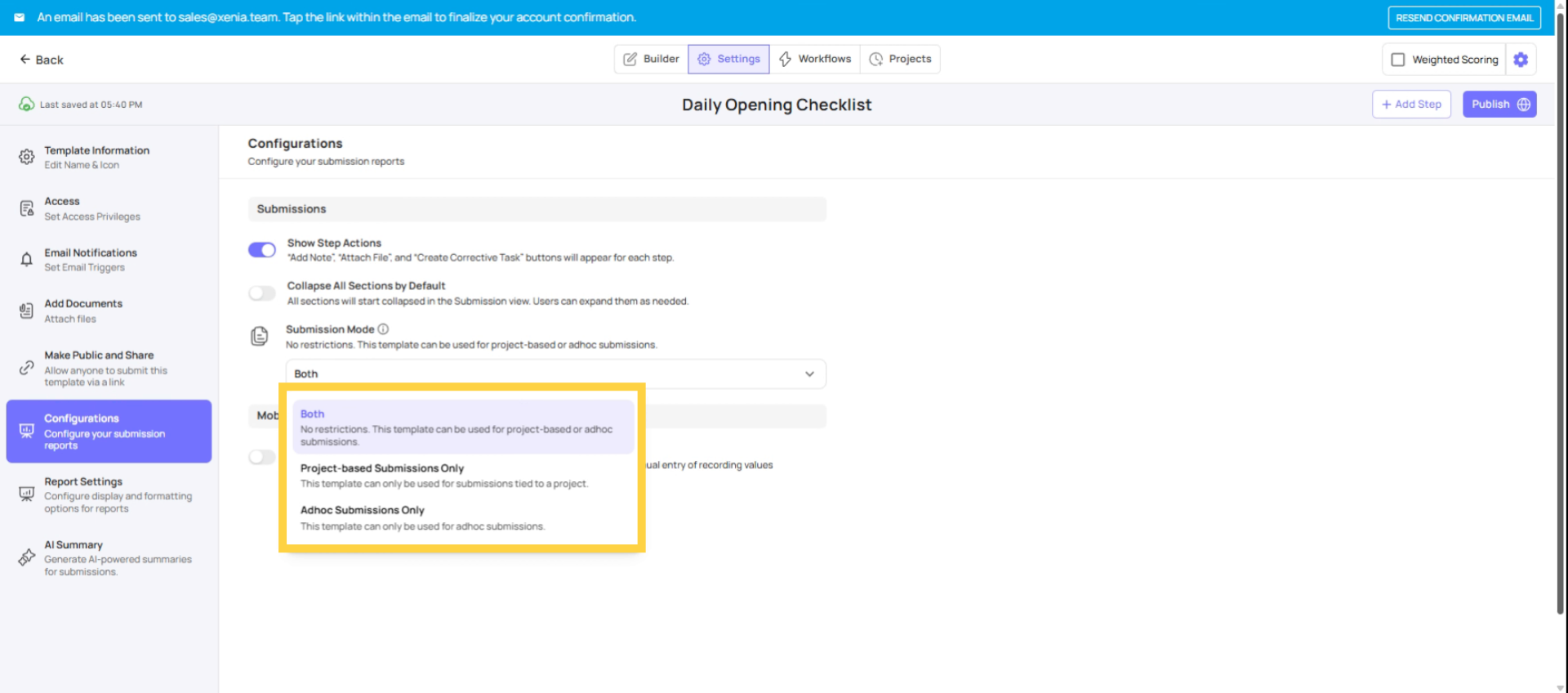 Explain Submission Mode Options