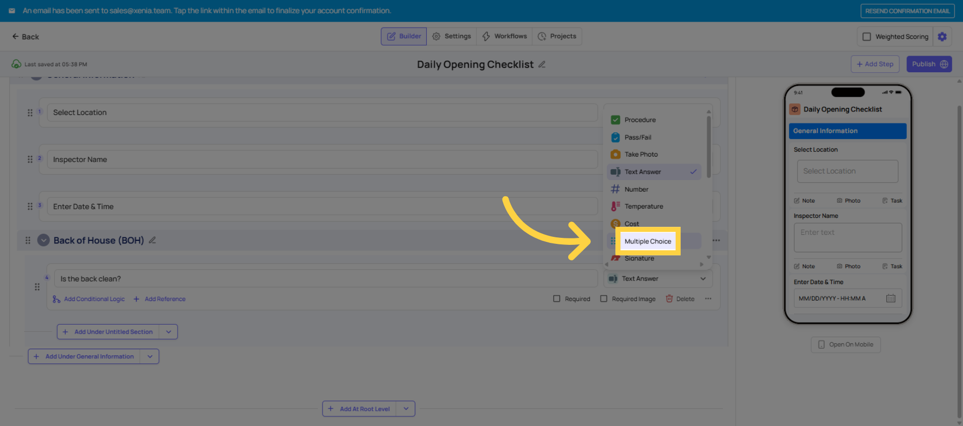 Choose Multiple Choice Step