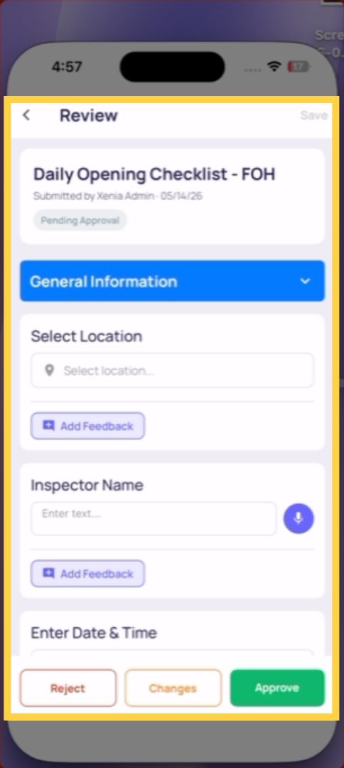 Navigate Review Mode Tabs